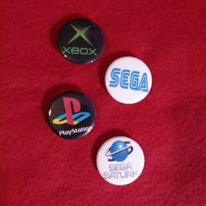 Handmade Anime Videogame console button pins Set of 4